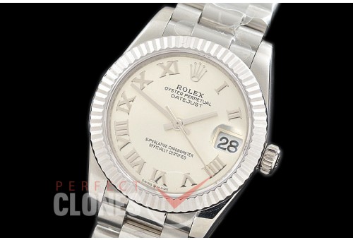 R31DJS-320 Datejust Midsize 278289 SS/SS Fluted/President Silver Roman Asian Clone 2824