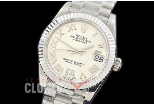 R31DJS-326 Datejust Midsize 278289 SS/SS Fluted/President Silver Diam-Roman Asian Clone 2824