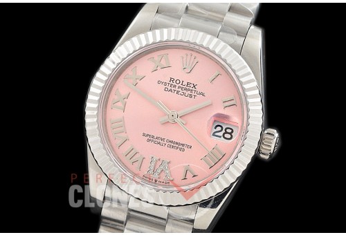 R31DJS-328 Datejust Midsize 278289 SS/SS Fluted/President Rose Pink Diam-Roman Asian Clone 2824