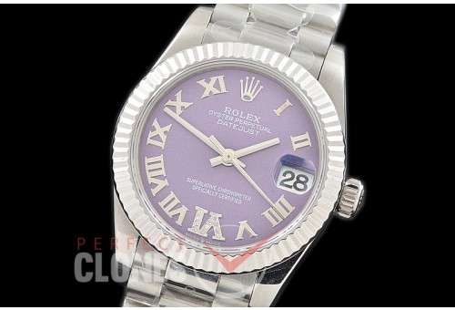 R31DJS-329 Datejust Midsize 278289 SS/SS Fluted/President Violet Diam-Roman Asian Clone 2824