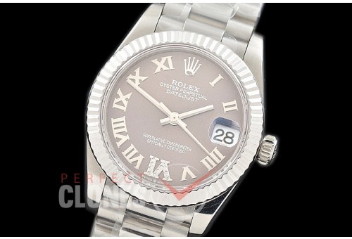 R31DJS-327 Datejust Midsize 278289 SS/SS Fluted/President Dark Rhodium Diam-Roman Asian Clone 2824