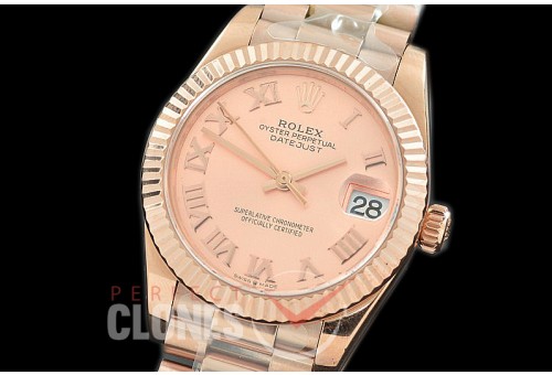 R31DJR-325 Datejust Midsize 278285 RG/RG Fluted/President Rose Gold Roman Asian Clone 2824