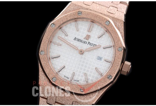 AP67653-171 Royal Oak Frosted 33mm Quartz RG/RG White Jap Quartz
