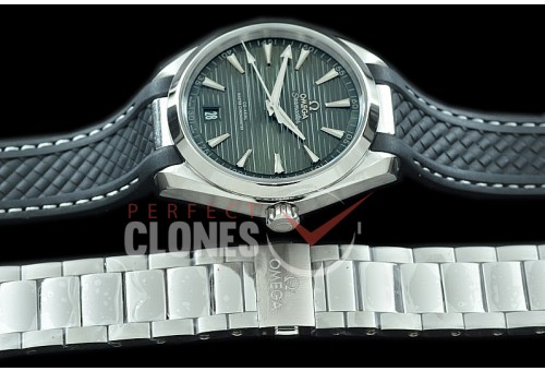 OMAT41-009R XF/VSF Aqua Terra Date Automtaic SS/RU Grey VS Cal 8900 Superclone - Bracelet Bundle 