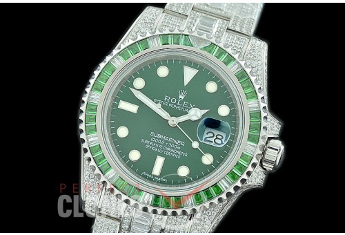 0 0 0 RLS-SP-032S ZF Bling Special Edition Submariner 116610LV SS/SS Green SA 3135