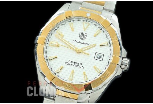TGAQ00301 Aquaracer Calibre 5 SS/YG White J-Qtz