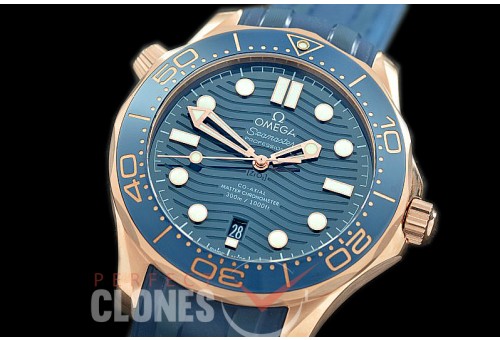 0 0 OM300M-017R 2019 Basel Seamaster Diver 300M RG/RU Blue Asian 2824 Mod 8801