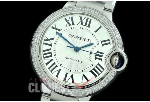 0 0 0 0 0 CARBA-36-101SD V6F/XF/VXF Ballon de Cartier Midsize 36 SS/Diam/SS White Miyota NL05 Mod To Cali 076