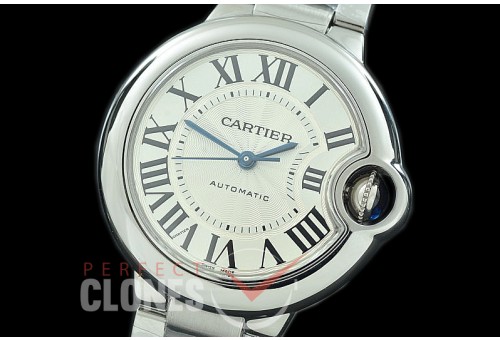 0 0 0 0 0 CARBA-33-101S V6F/XF/VXF Ballon de Cartier Midsize 33 SS/SS White Miyota NL05 Mod To Cali 076