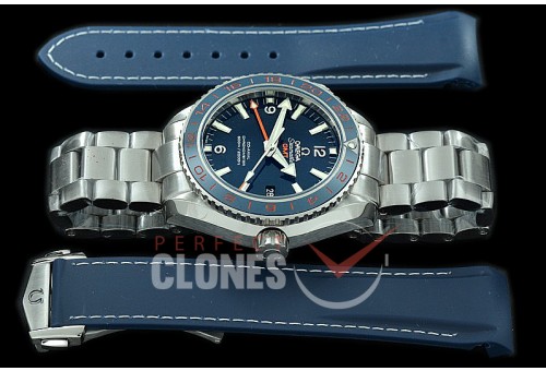 0 0 OMCPOGMT-084 XF Seamaster Planet Ocean Good Planet Foundation GMT 43.5mm Blue SS/SS VS 8605 Superclone - Rubber Strap Bundle