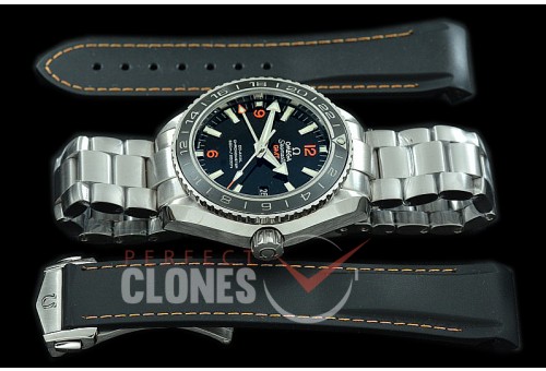 0 0 OMCPOGMT-083 XF Seamaster Planet Ocean GMT 43.5mm Black SS/SS VS 8605 Superclone - Rubber Strap Bundle