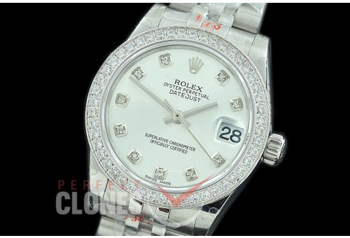 R31DJS-111D GMF 904 Steel Datejust Midsize 278384 SS/SS Diam/Jubileet Silver Diamonds Asian Clone 2824