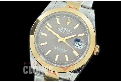0 0 R41DJT-353 GMF 904L Steel 126333 Smooth/Oyster SS/YG Dark Rhodium Sticks Asian 2824 