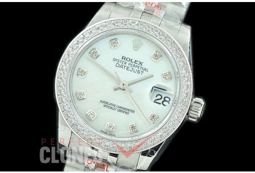 R31DJS-117D GMF 904 Steel Datejust Midsize 278384 SS/SS Diam/Jubileet MOP White Diamonds Asian Clone 2824