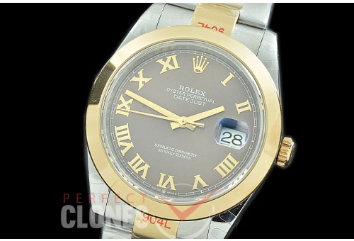 0 0 R41DJT-373 GMF 904L Steel 126333 Smooth/Oyster SS/YG Dark Rhodium Roman Asian 2824 