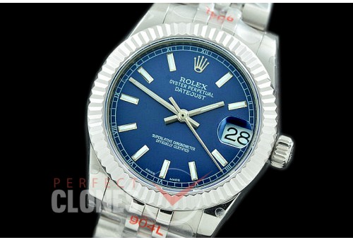 R31DJS-104 GMF 904 Steel Datejust Midsize 278274 SS/SS Fluted/Jubilee Blue Sticks Asian Clone 2824