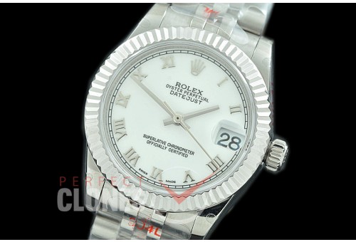 R31DJS-121 GMF 904 Steel Datejust Midsize 278274 SS/SS Fluted/Jubilee White Roman Asian Clone 2824