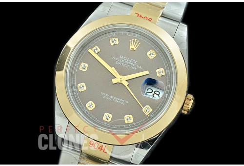 0 0 R41DJT-363 GMF 904L Steel 126333 Smooth/Oyster SS/YG Dark Rhodium Diamonds Asian 2824 