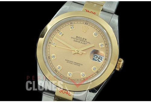 0 0 R41DJT-365 GMF 904L Steel 126333 Smooth/Oyster SS/YG Gold Diamonds Asian 2824 