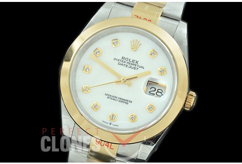 0 0 R41DJT-367 GMF 904L Steel 126333 Smooth/Oyster SS/YG MOP White Diamonds Asian 2824 