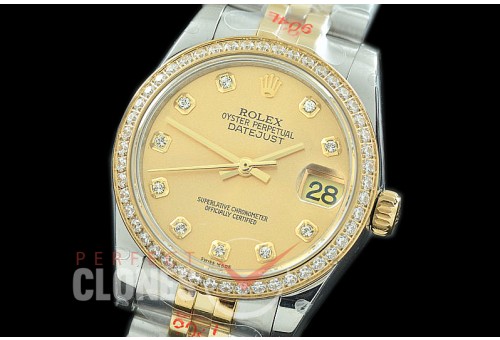 R31DJT-115D GMF 904 Steel Datejust Midsize 278383 SS/YG Fluted/Jubilee Gold Diamonds Asian Clone 2824