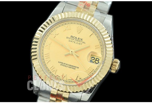 R31DJT-125 GMF 904 Steel Datejust Midsize 278273 SS/YG Fluted/Jubilee Gold Roman Asian Clone 2824