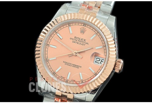 R31DJTR-105 GMF 904 Steel Datejust Midsize 278271 SS/RG Fluted/Jubilee Rose Sticks Asian Clone 2824