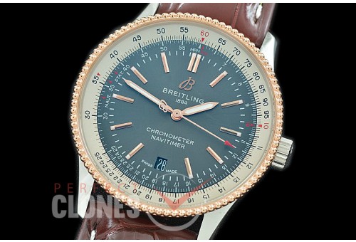 BLNV-41-108L TBF Navitimer 41mm Automatic SS/RG/LE Grey A-2824 