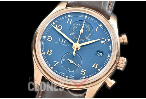 0 0 0 IWPGC-007 ZF Portugieser Chronograph Classic IW3903-05 Bucherer Limited Edition RG/LE Blue A-7750 Mod to Calibre IW89361