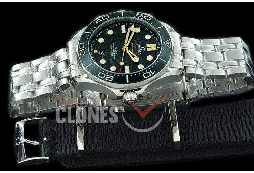 0 0 0 OM300M-038S OMF Seamaster Diver 007 Limited Edition 300M SS/SS Black Asian 2824 Mod 8800 - Free Nato Strap Bundle