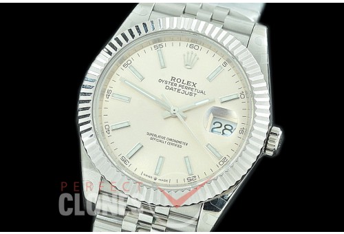 R41DJS-3235-100 BP 126334 Datejust 41mm SS/SS Fluted/Jubilee Silver Sticks VR 3235 