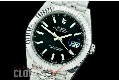 R41DJS-3235-102 BP 126334 Datejust 41mm SS/SS Fluted/Jubilee Black Sticks VR 3235 