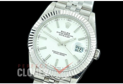 R41DJS-3235-101 BP 126334 Datejust 41mm SS/SS Fluted/Jubilee White Sticks VR 3235 