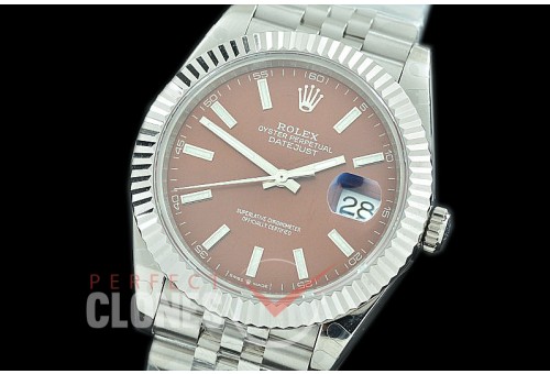 R41DJS-3235-105 BP 126334 Datejust 41mm SS/SS Fluted/Jubilee Brown Sticks VR 3235 