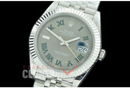 R41DJS-3235-128 BP 126334 Datejust 41mm SS/SS Fluted/Jubilee Dark Rhodium Green Roman VR 3235 