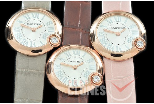 CARBB-106 V6F/XF/VSF 2020 Ballon Blanc de Cartier 30mm Ladies RG/LE White Swiss Quartz 