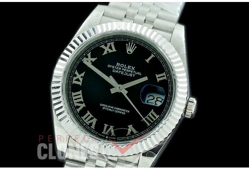 R41DJS-3235-122 BP 126334 Datejust 41mm SS/SS Fluted/Jubilee Black Roman VR 3235 