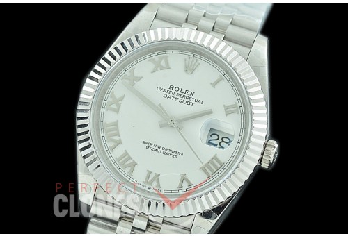 R41DJS-3235-121 BP 126334 Datejust 41mm SS/SS Fluted/Jubilee White Roman VR 3235 