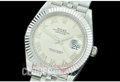 R41DJS-3235-120 BP 126334 Datejust 41mm SS/SS Fluted/Jubilee Silver Roman VR 3235 
