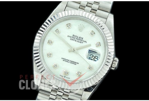 R41DJS-3235-117 BP 126334 Datejust 41mm SS/SS Fluted/Jubilee MOP White Diamonds VR 3235