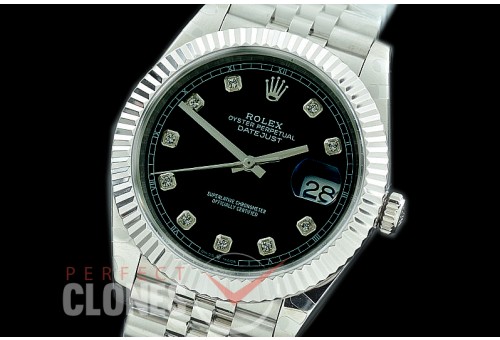 R41DJS-3235-112 BP 126334 Datejust 41mm SS/SS Fluted/Jubilee Black Diamonds VR 3235 