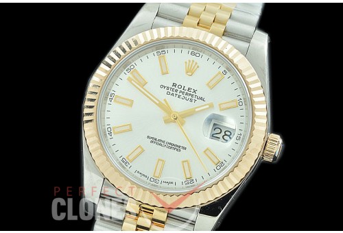 R41DJT-100J NF Datejust II 126333 904L Steel Fluted/Jubilee SS/YG Silver Sticks SA 3235