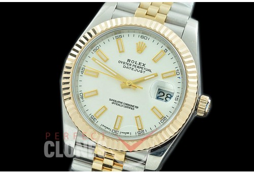 R41DJT-101J NF Datejust II 126333 904L Steel Fluted/Jubilee SS/YG White Sticks SA 3235