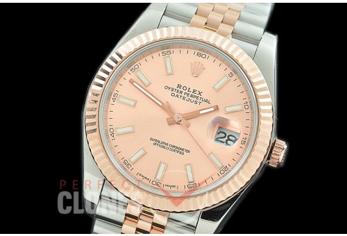 R41DJTR-105J NF Datejust II 126331 904L Steel Fluted/Jubilee SS/RG Rose Gold Sticks SA 3235