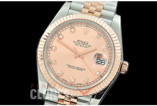 R41DJTR-115J NF Datejust II 126331 904L Steel Fluted/Jubilee SS/RG Rose Gold Diamonds SA 3235