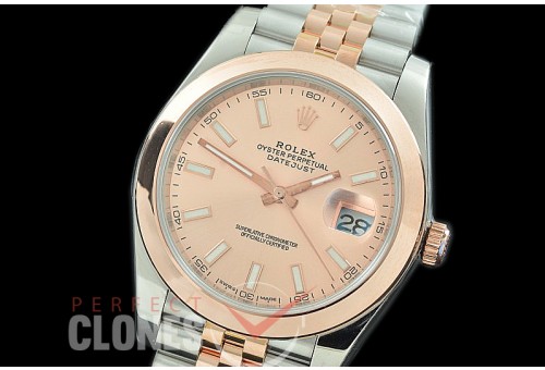 R41DJTR-155J NF Datejust II 126331 904L Steel Smooth/Jubilee SS/RG Rose Gold Sticks SA 3235