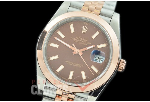 R41DJTR-156J NF Datejust II 126331 904L Steel Smooth/Jubilee SS/RG Brown Sticks SA 3235