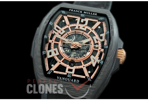0 0 0 FMVG-015 Vanguard V45 SCDT Carbonnr Automatic VANGUARD RACING SKELETON 'LA MEJOR CARRERA DEL MUNDO' FC/RU Black Skeleton/Rose Gold Miyota 8205 