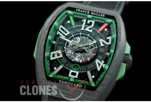 0 0 0 FMVG-012 Vanguard V45 SCDT Carbonnr Automatic VANGUARD RACING SKELETON 'LA MEJOR CARRERA DEL MUNDO' FC/RU Black Skeleton/Green Miyota 8205 