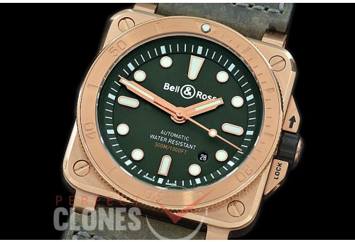 0 0 0 BR03-92-053 BR03-92 Diver RG/LE Khaki Green Miyota 9015 